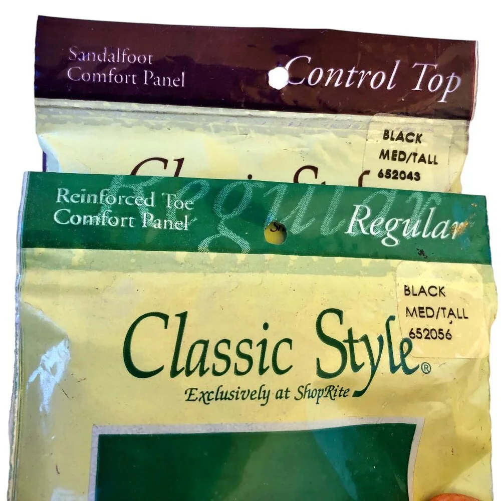 ShopRite Vtg Pantyhose Jet Black Medium/Tall Classic Regular + Control
